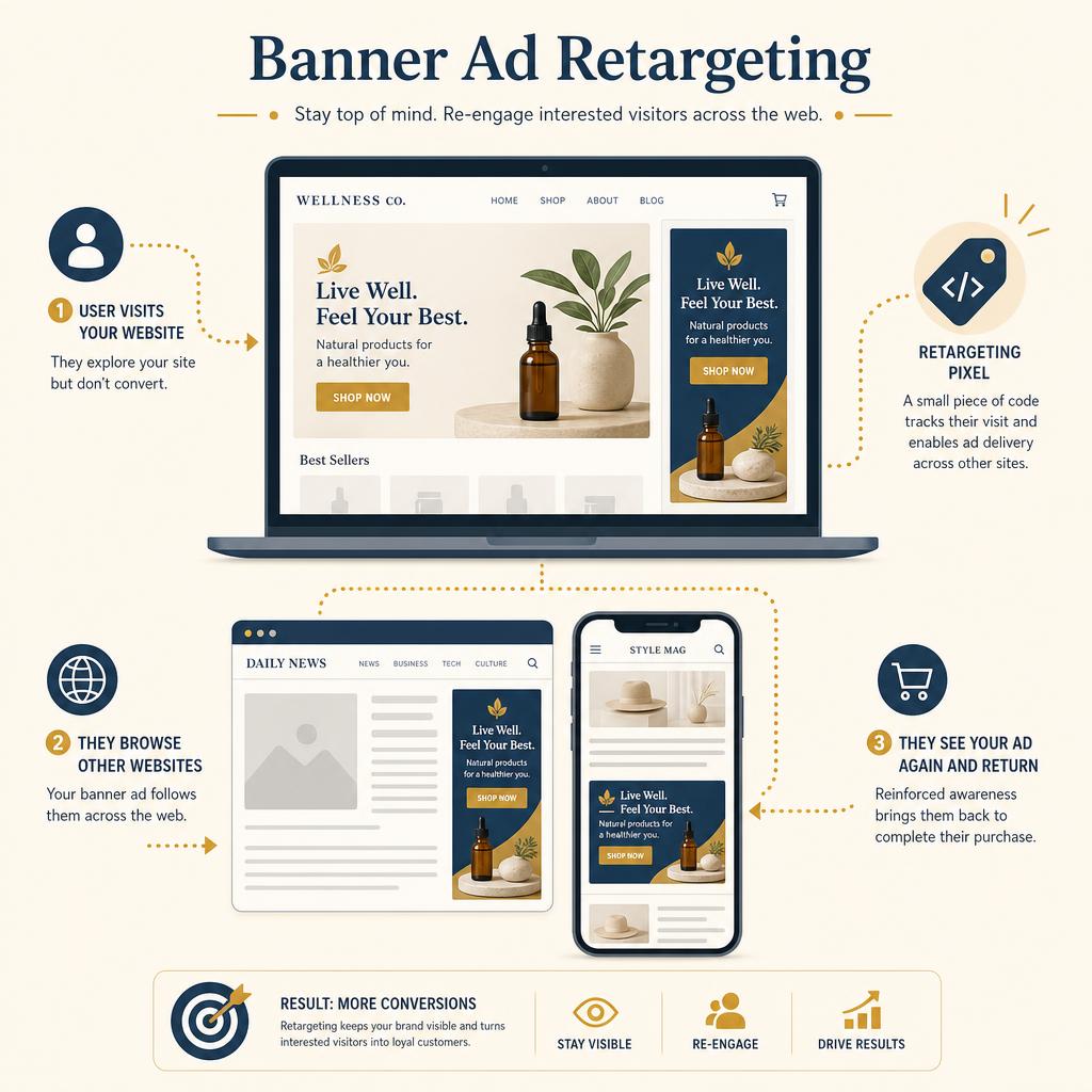 Banner ad retargeting following a user across websites